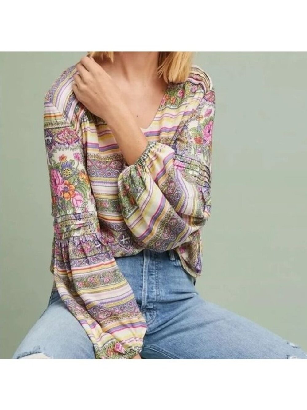 Anthropologie Maeve Ceresco Bohemian Peasant Top XS